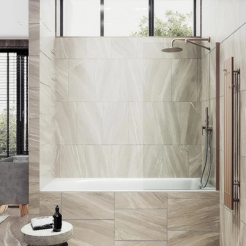 Шторка на ванну Maybah Glass MGV-65-2ш 900x1400 в широком профиле Бронза стекло прозрачное