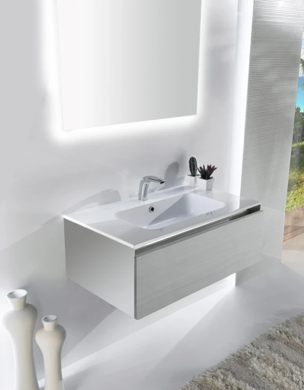 Тумба с раковиной SanVit Кубэ-1 120 kkube1120 в цвете Ral подвесная Желтый глянец МДФ / ЛДСП