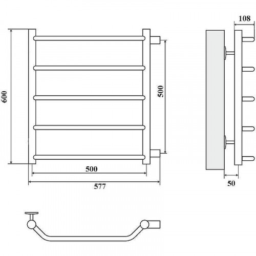 Водяной полотенцесушитель Domoterm Лаура П5 500x600-500 Хром