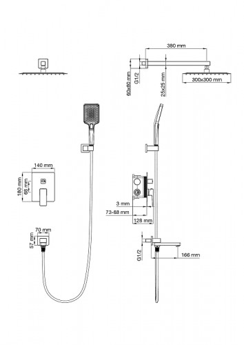Душевая система Wonzon &amp; Woghand Cube 2.0 WW-88087068-BG цвет Брашированное золото