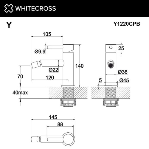Смеситель для биде Whitecross Y copper brushed Y1220CPB цвет Медь брашированная