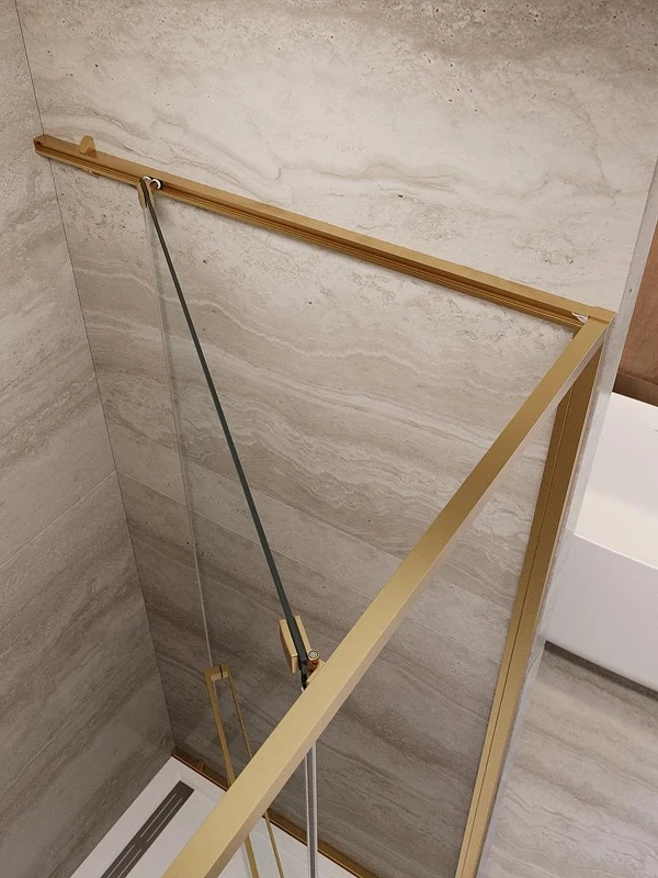 Душевая дверь Cezares Lux 100 LUX-B-FS-1-100-C-BORO профиль Брашированное золото стекло прозрачное