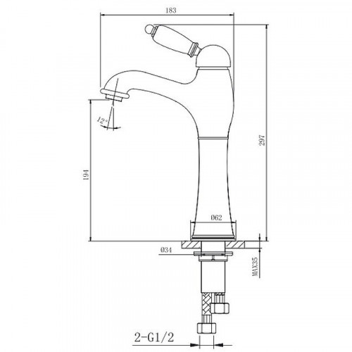 Смеситель для раковины Caprigo Adria-Uno Metal Edition 02M-525-crm Хром латунь