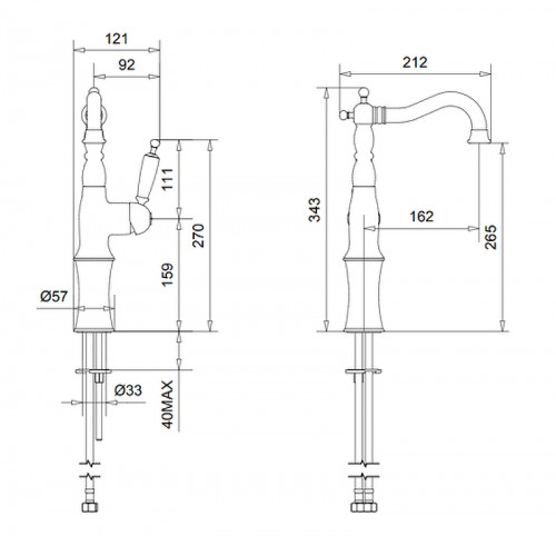 Смеситель для раковины Migliore Oxford 19157 Хром Золото латунь