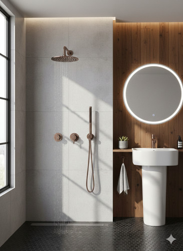 Душевая система Benesque Lumiere 21011506 с термостатом цвет Бронза брашированная