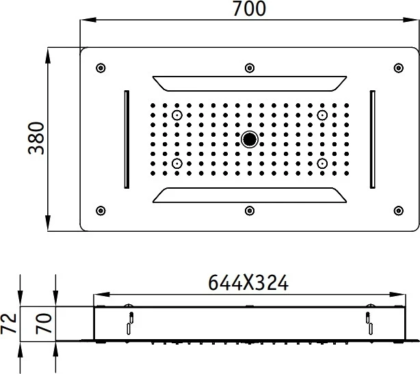 Верхний душ RGW Shower Panels SP-71 21140271-01 Хром нержавеющая сталь встраиваемый