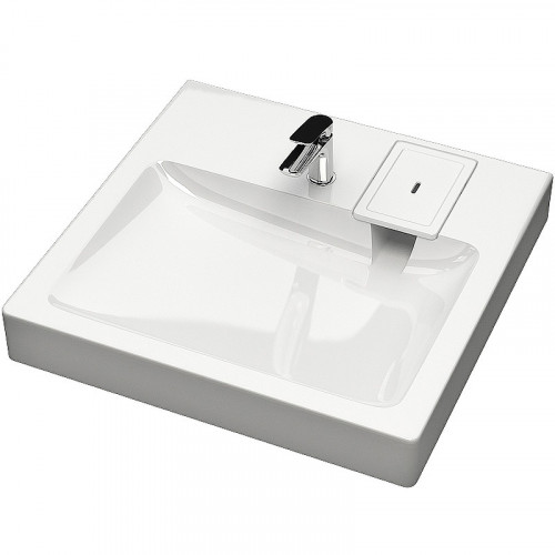 Раковина Reflection Kappa 60 RX6060KA на стиральную машину Белая искусственный камень (литьевой мрамор) подвесная, на стиральную машину