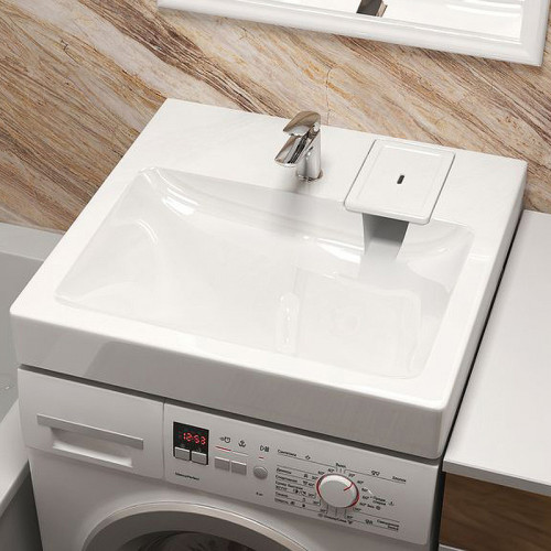 Раковина Reflection Kappa 60 RX6060KA на стиральную машину Белая искусственный камень (литьевой мрамор) подвесная, на стиральную машину