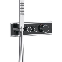 Смеситель для душа Teska Shine SH2002 с термостатом Хром Черное стекло