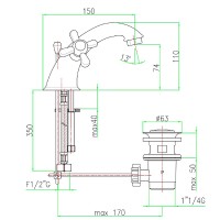 Смеситель для раковины Webert Armony AM700108017 Хром Золото