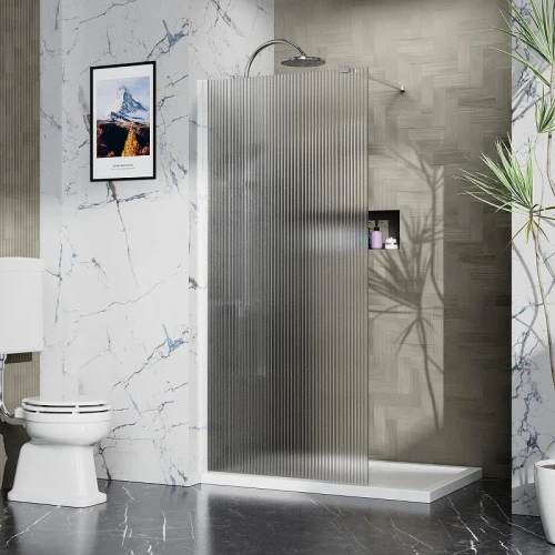 Душевая перегородка Azario Walk-In 100 AZ-251-100-CH-CRF профиль Хром стекло рифленое