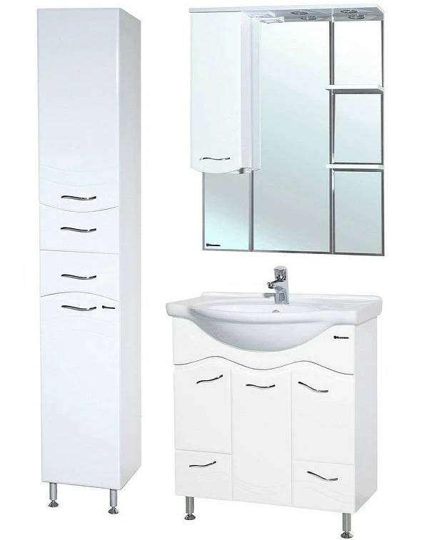 Зеркало со шкафом Bellezza Мари 75 R 4612912001011 с подсветкой Белое МДФ / ЛДСП, стекло