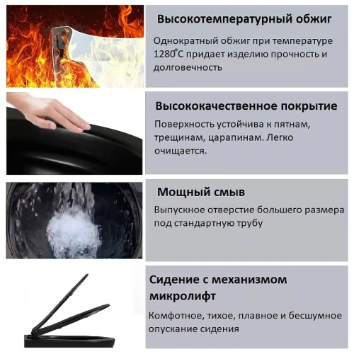 Унитаз компакт Ceruttispa Orlter MB CT9866 Черный матовый с бачком и сиденьем Микролифт фаянс напольный