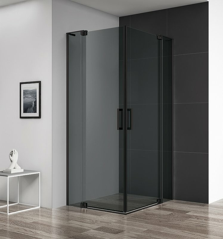 Душевой уголок Cezares Slider 100x80 SLIDER-AH-2-70/80-90/100-GRIGIO-NERO профиль Черный матовый стекло тонированное
