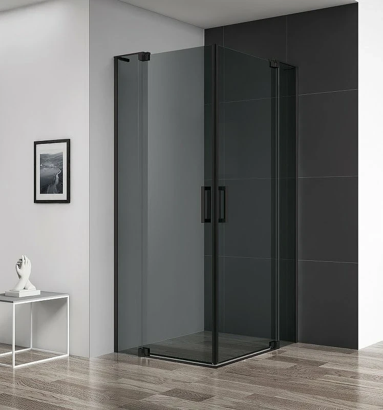 Душевой уголок Cezares Slider 100x80 SLIDER-AH-2-70/80-90/100-GRIGIO-NERO профиль Черный матовый стекло тонированное