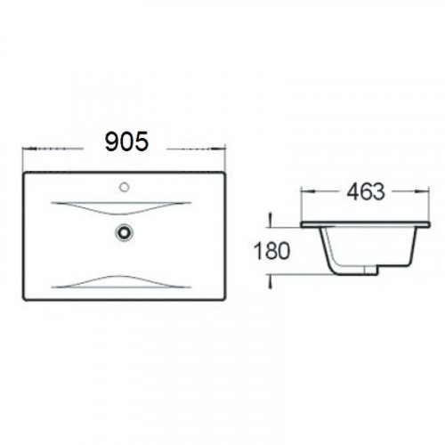 Раковина SantiLine 90 SL-2110 (90) Белая фаянс полувстраиваемая