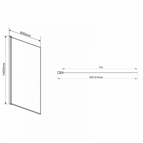 Шторка на ванну Vincea VSB 80x140 VSB-11800CLGM профиль Вороненая сталь стекло прозрачное