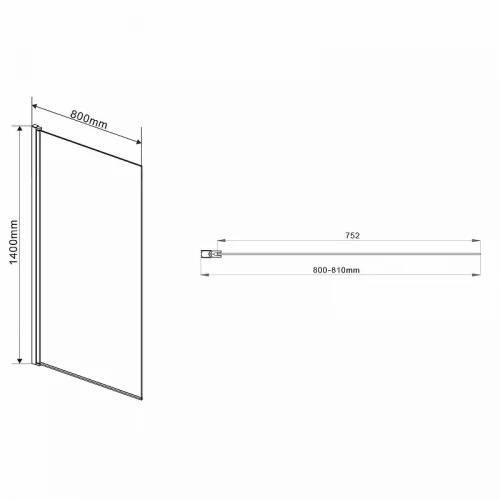 Шторка на ванну Vincea VSB 80x140 VSB-11800CLGM профиль Вороненая сталь стекло прозрачное