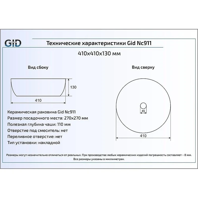 Раковина-чаша Gid Esfera 40 Nc911 52224 цвет Черный матовый