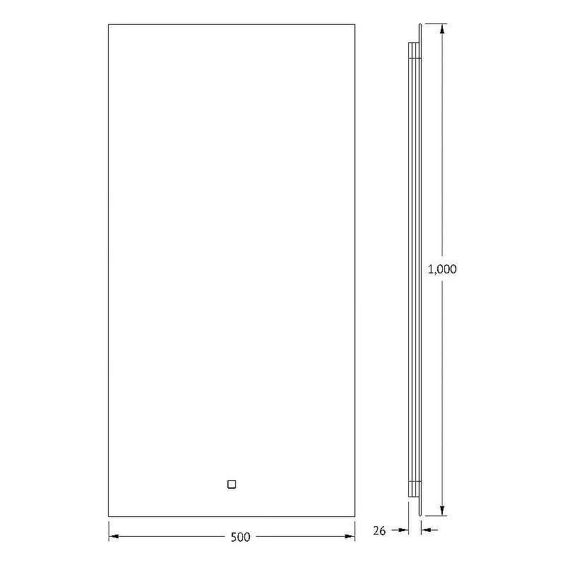 Зеркало Defesto Glow 50х100 DF 2505S с подсветкой 28W-4500К/с фацетом/Сенсорный выключатель/Нейтральный белый свет