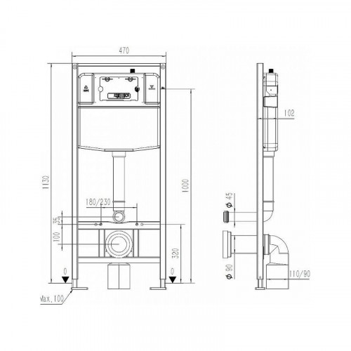Инсталляция Maretti AC11P4769 для унитаза без клавиши смыва
