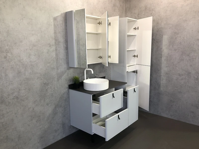 Зеркальный шкаф Comforty Сорренто 90 00-00001968 Светло серый МДФ / ЛДСП, стекло