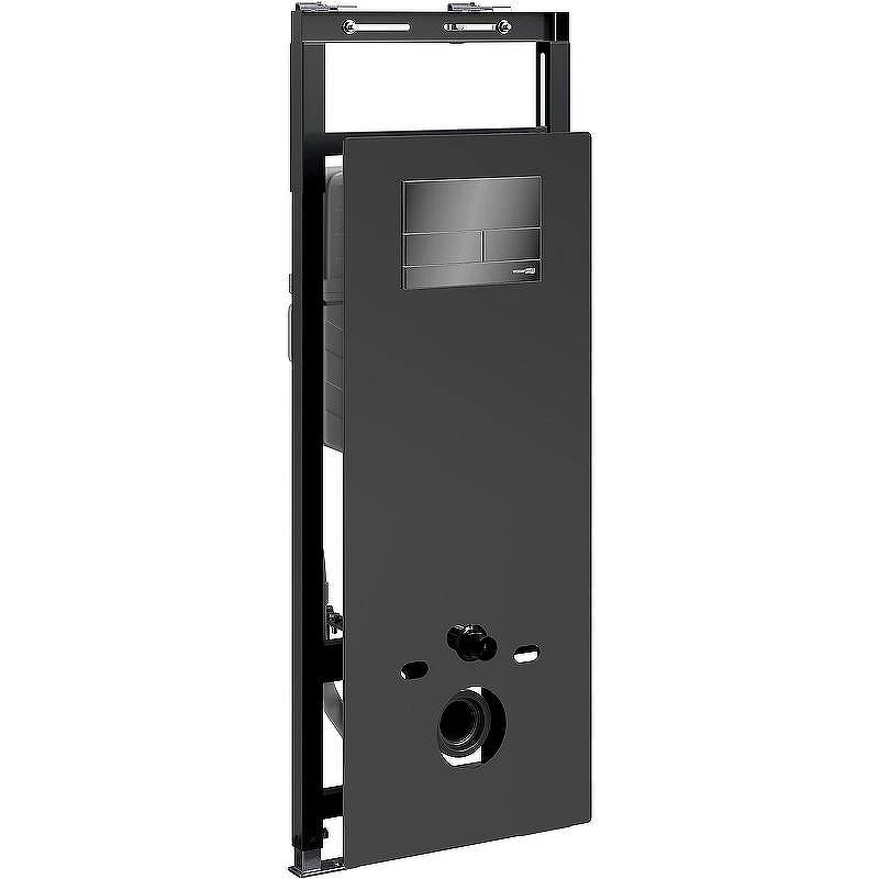 Инсталляция WasserKRAFT Salm 27TLT.010.ME.BL.PB04 для унитаза Черное стекло с клавишей смыва Черный глянец