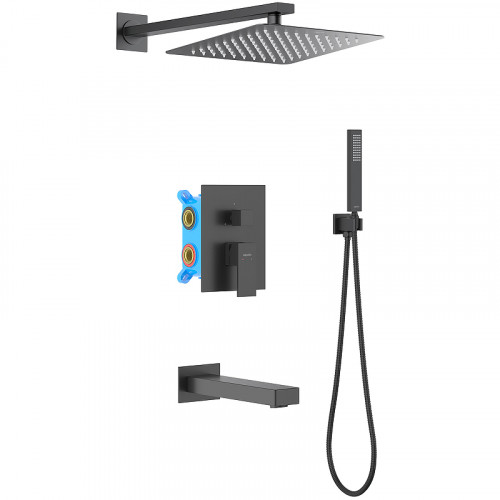 Душевая система Aquatek Либра AQ1673MB Черная матовая латунь встраиваемый