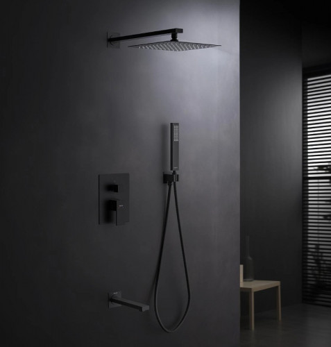 Душевая система Aquatek Либра AQ1673MB Черная матовая латунь встраиваемый