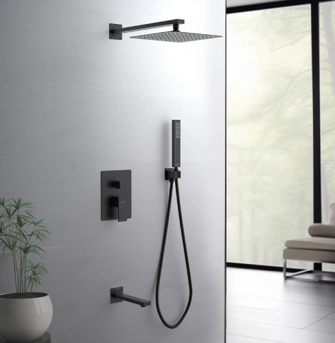 Душевая система Aquatek Либра AQ1673MB Черная матовая латунь встраиваемый