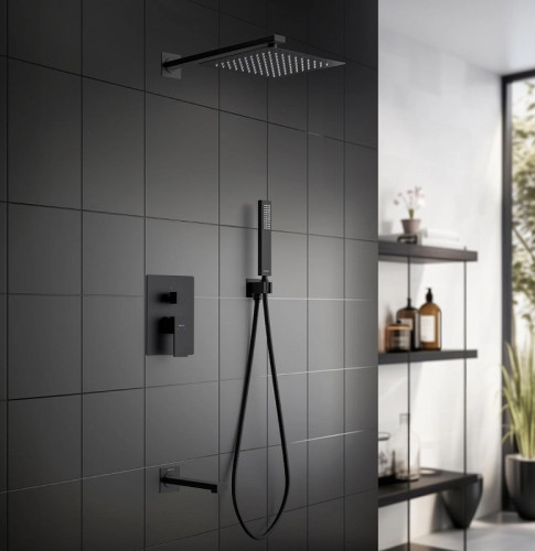 Душевая система Aquatek Либра AQ1673MB Черная матовая латунь встраиваемый