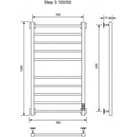 Электрический полотенцесушитель Ника Step-3 100/50 U Белый матовый нержавеющая сталь