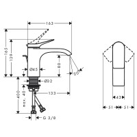Смеситель для раковины Hansgrohe Vivenis 75010670 Черный матовый латунь однорычажный