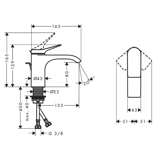 Смеситель для раковины Hansgrohe Vivenis 75010670 Черный матовый латунь