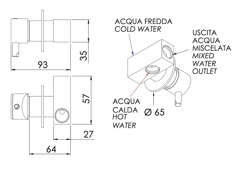 Смеситель для душа Remer Minimal N63NO цвет Черный матовый