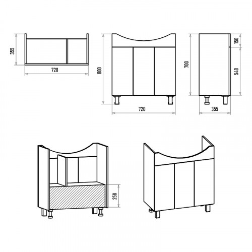 Тумба с раковиной Misty Изео 75 УТ000015763 Белая