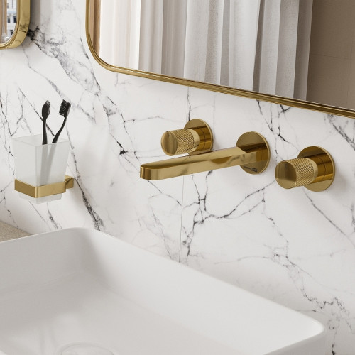 Смеситель для раковины WasserKRAFT Ems 7645 Золото глянцевое латунь встраиваемый