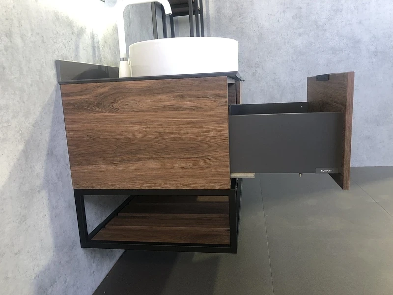 Тумба с раковиной Comforty Порто 120-1 00-00000828 подвесная Дуб темно-коричневый МДФ / ЛДСП