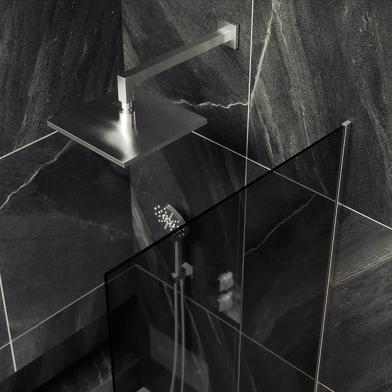 Шторка на ванну Maybah Glass MGV-252-5у 300x1400 в узком профиле Хром матовый стекло графитовое