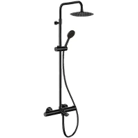 Душевая система Remer Elegance EQ34A8MPUFM25NO с термостатом Черная матовая латунь на стену