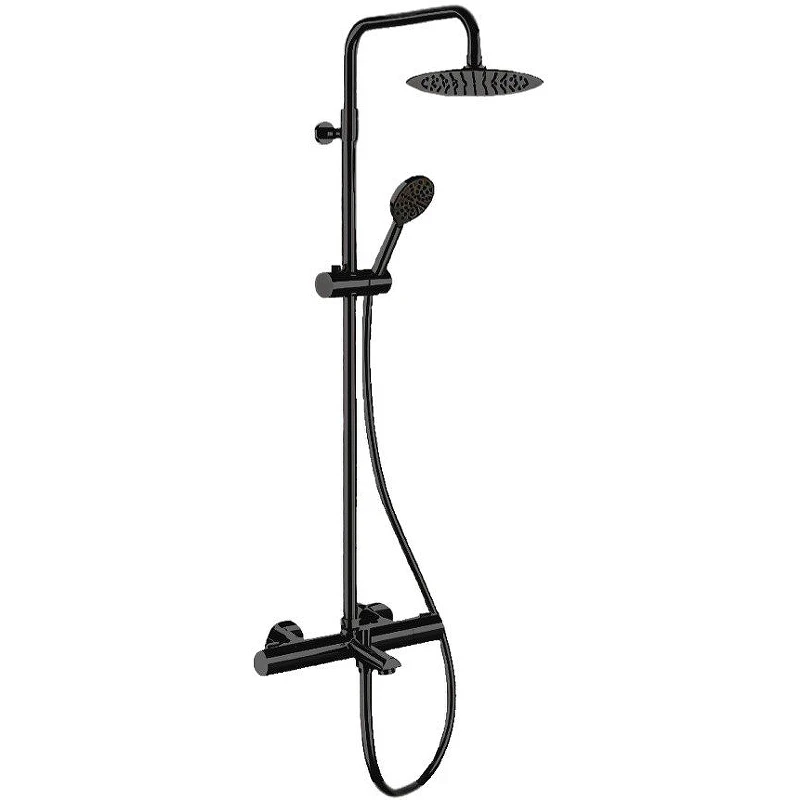 Душевая система Remer Elegance EQ34A8MPUFM25NO с термостатом Черная матовая латунь на стену