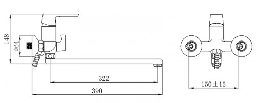 Смеситель для ванны Ростовская Мануфактура Сантехники SL123-006E универсальный Хром