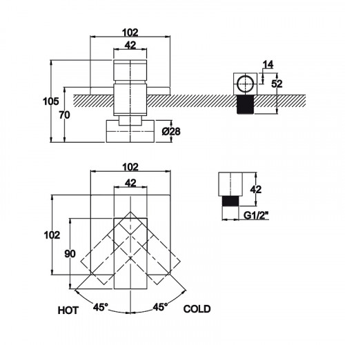 Смеситель для душа Kaiser Sonat 34177-1 Бронза латунь встраиваемый