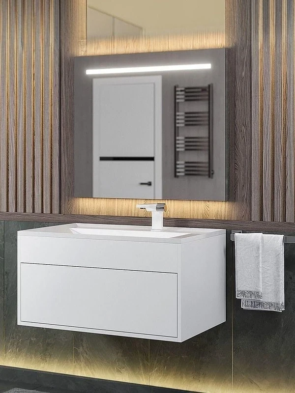 Тумба под раковину Uperwood Lotus Premium 80 39340205460 подвесная цвет Белый матовый