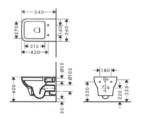 Унитаз подвесной Hansgrohe CreekTide Q 60203450 цвет Белый с сиденьем Микролифт