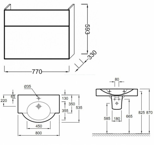 Тумба под раковину Jacob Delafon Presquile 80 EB927-J5 Белый глянец МДФ / ЛДСП