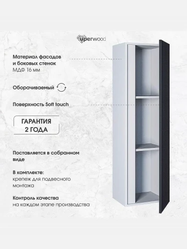 Шкаф пенал Uperwood Next Premium 35 2950205311 подвесной цвет Белый матовый Графит матовый