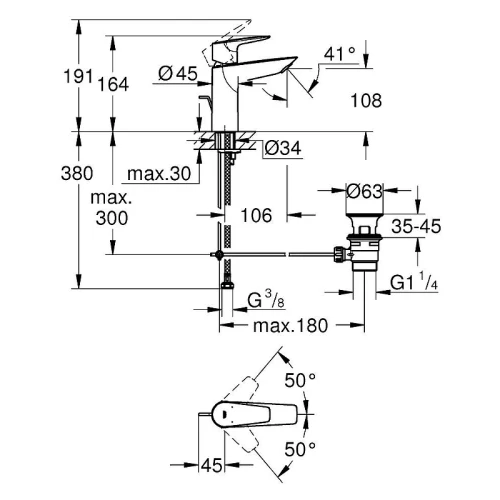 Смеситель для раковины Grohe BauEdge 23758001 Хром