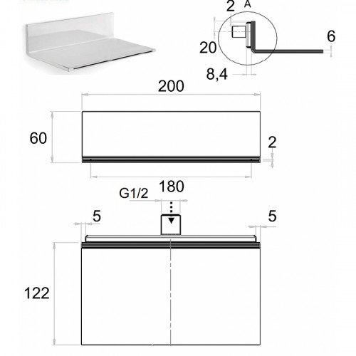 Верхний душ Remer 359XL Хром нержавеющая сталь на стену