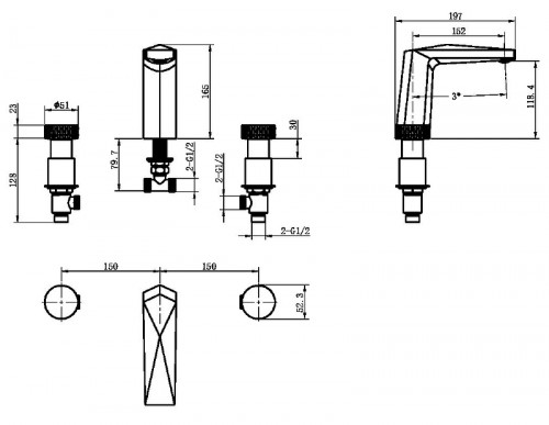 Смеситель для раковины Boheme Venturo 150-WG-DIAMOND Белый Золото латунь
